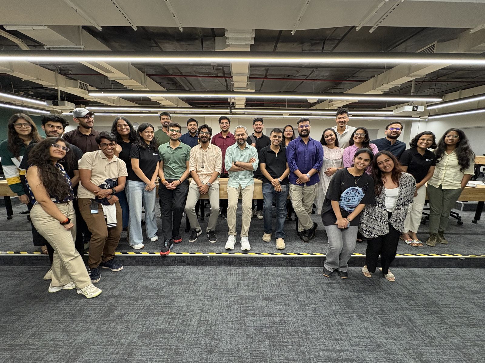 Rishabh Ladha with a class of students after a sales session
